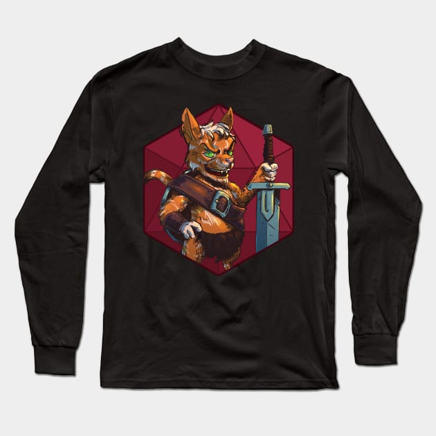 RPG cat warrior Long Sleeve T-Shirt by Carlos CD